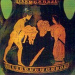 Herakles Receiving Cloak from Deanira - rf pelike