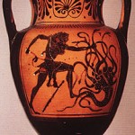 Herakles Fighting Lernaean Hydra - bf amphora