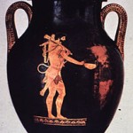 Herakles Making a Libation - rf vase painting