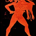 Herakles with Tripod - rf vase painting