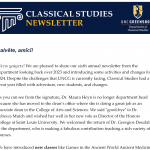 screenshot of classical studies email newsletter
